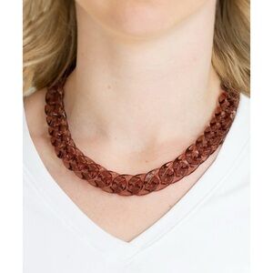 Clearly Iced Linked Necklace - Brown